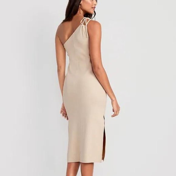 Old Navy Fitted One-Shoulder Double-Strap Rib-Knit Midi Dress for Women New - Picture 2 of 7